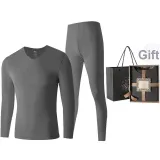 Men's V-Neck Clothing Sets (Downpour Gray) Dralon Heat/Seamless Antibacterial