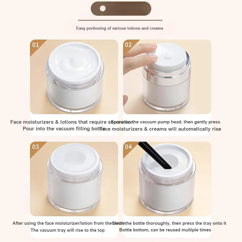 JINGLINGLONG Vacuum Push Button Dosing Bottle Travel Portable Cosmetics Lotion Dosing Box 15ML-4