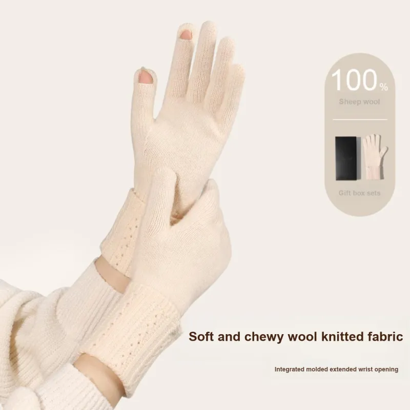 CACUSS Junior Sheep Wool Knit Gloves Women's-9