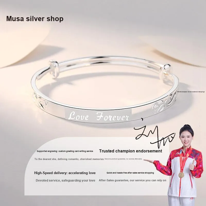 MIAOYINGE 999 Fine Silver Bangles Women's-4