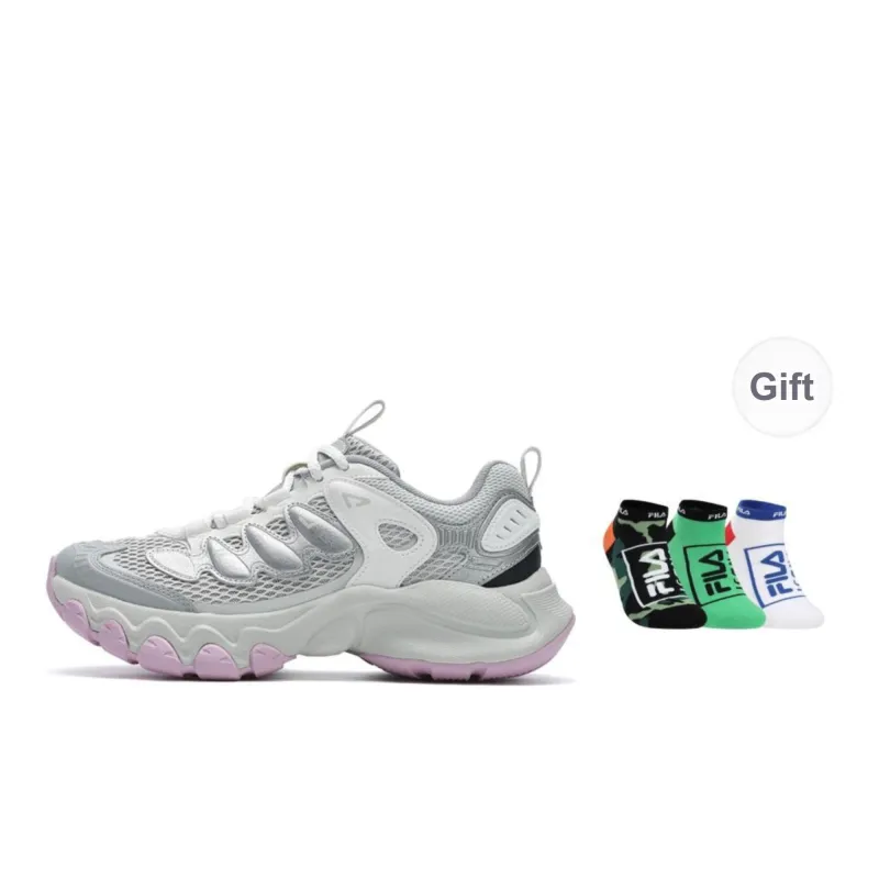 FILA TRUFFLE Cushioning Abrasion Resistant Breathable Low Top Running Shoes Women's Silver-6