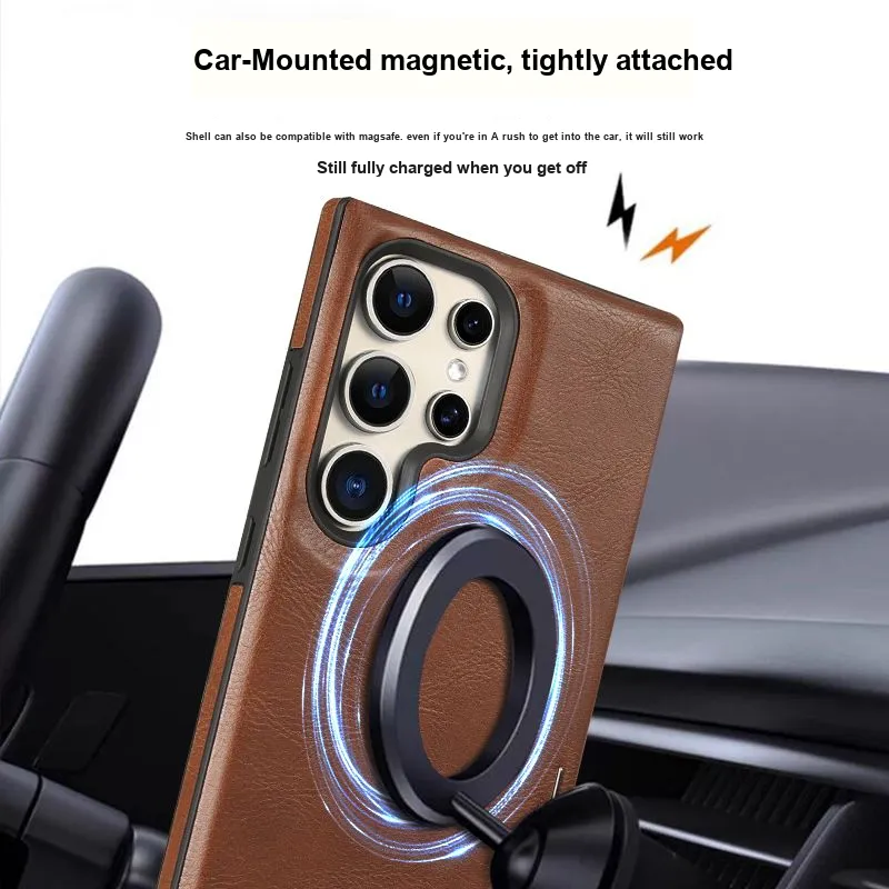 MOWEITU Leather Material Magnetic Phone Cases Compatibility Samsung S23/S23 Plus/S23 Ultra/S24/S25-3