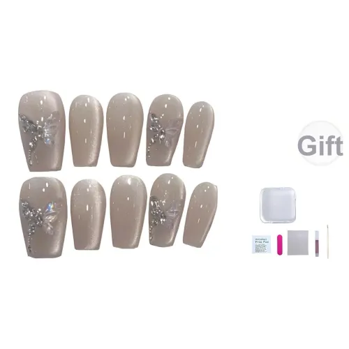 JIDUOMENG Лунная ночь Бабочка Handcrafted False Nail Элегантность Роскошь Кошачий глаз Наклейка на ногти Съемный