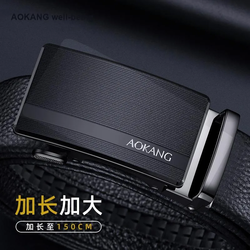 AOKANG Cow Leather Belts Men's Black Width 3.5cm-1