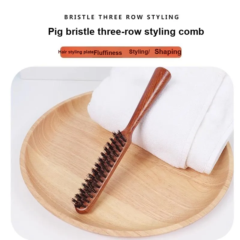 LOVANSO Three Row Styling Comb With Boar Bristles For Texturizing And Volumizing Hair Eveningwear Hair Styling-3