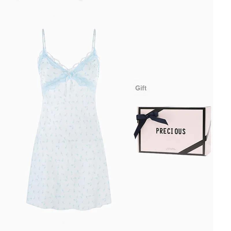 METE WHALE MT Nightgown Women's Gift Box Set Crushed Ice Blue-0