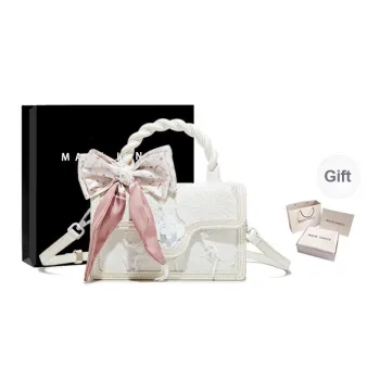 MACKJANICE Denim Canvas Small Square Bag Canvas Bag Shoulder Bag Crossbody Bag Handbag Women's White