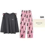 Dark Gray 6701 (Long-Sleeved Top+Pants) Gift Box Set