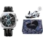 Black Silver-Black Leather Strap