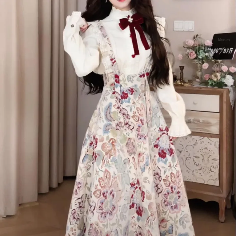 Blovelan Skirt Set Women's Myriad Flowers Velvet-13