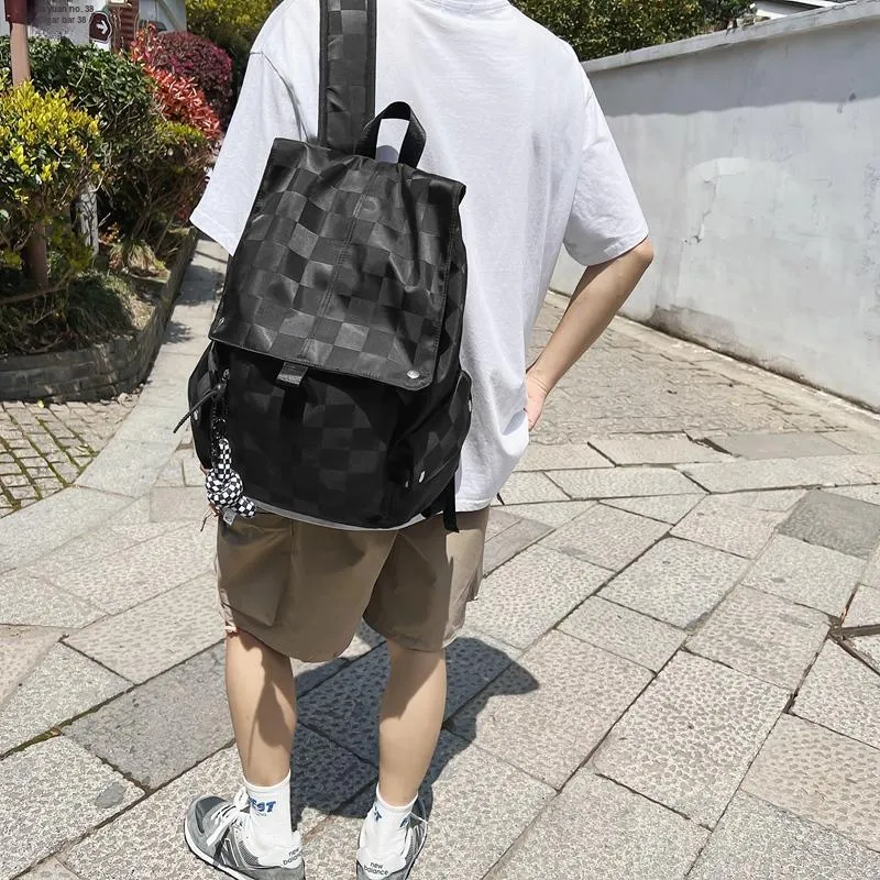 NIGEER Nylon Backpack Regular Unisex Black/White-6