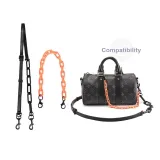 Black Acrylic Leather Strap 98-122cm+Orange 35cm Decorative Chain