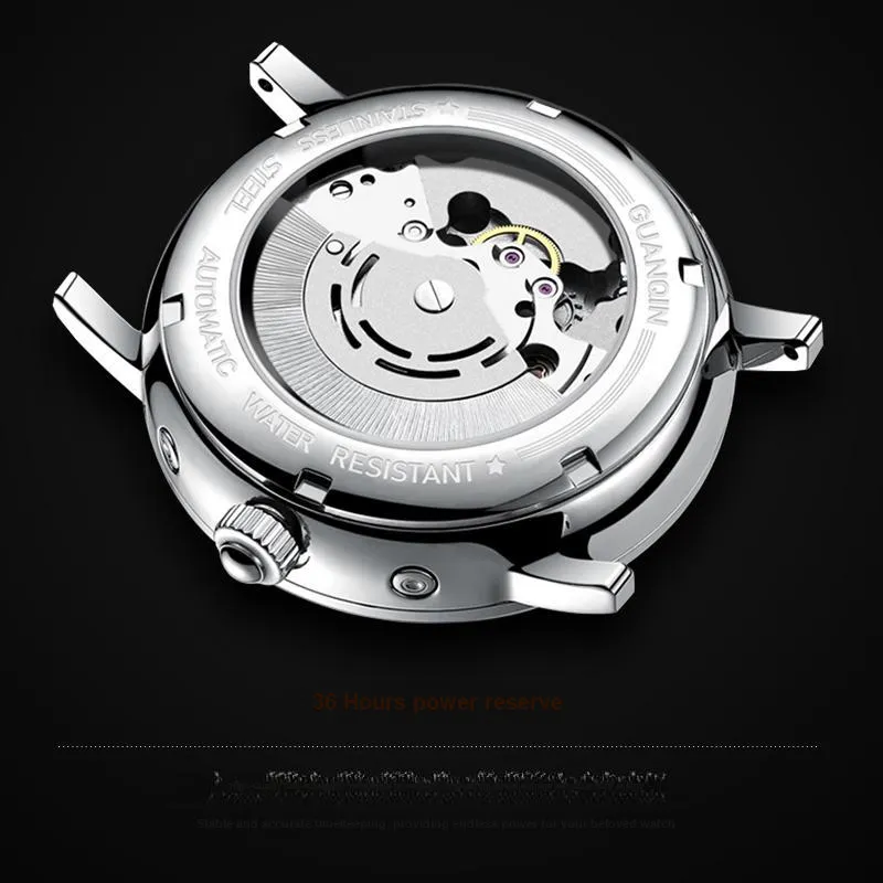 GUANQIN Collection Automatic Mechanical Movement Cow Leather Strap Watch Men's Watches Gray Dial-16