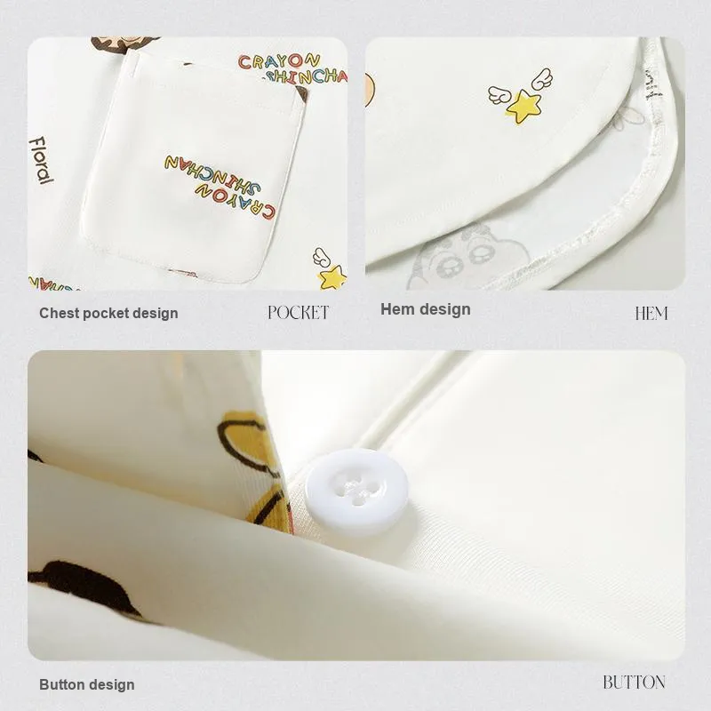 Gongdie x Crayon Shinchan Nightgown Women's Gift Box Set White-4