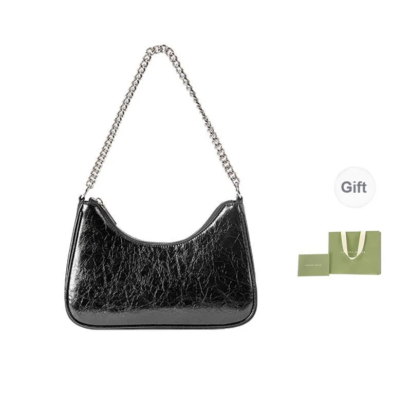 VANESSA HOGAN Vh Classic Series Cow Leather Shoulder Bag Chain Shoulder Bag Small Size Women's Silver/Black-22