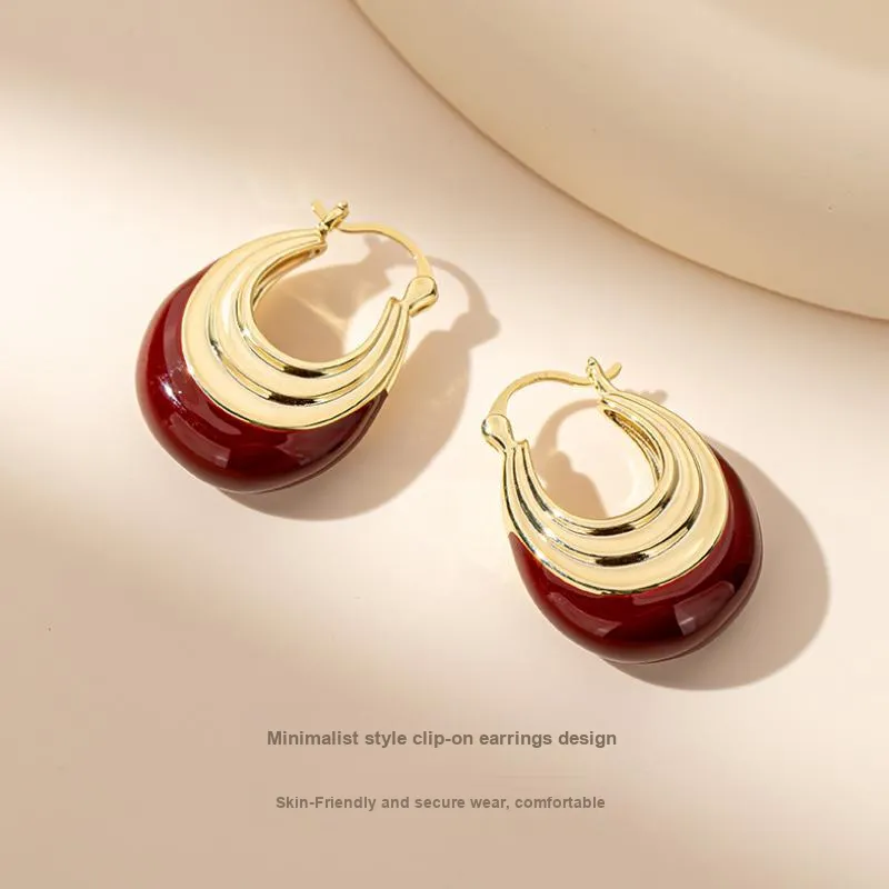 QLADY Oil Drip Earrings Women's-2