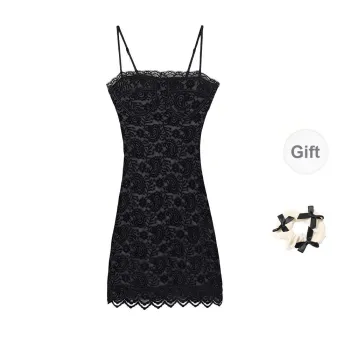 CPAURA Slip Dress Women's Black+Bowknot Hair Tie Comes With