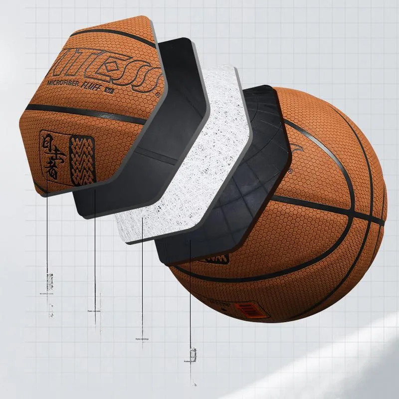 WITESS Microfiber Leather Basketball Yellow Brown Size 7 Ball Match Unisex-18