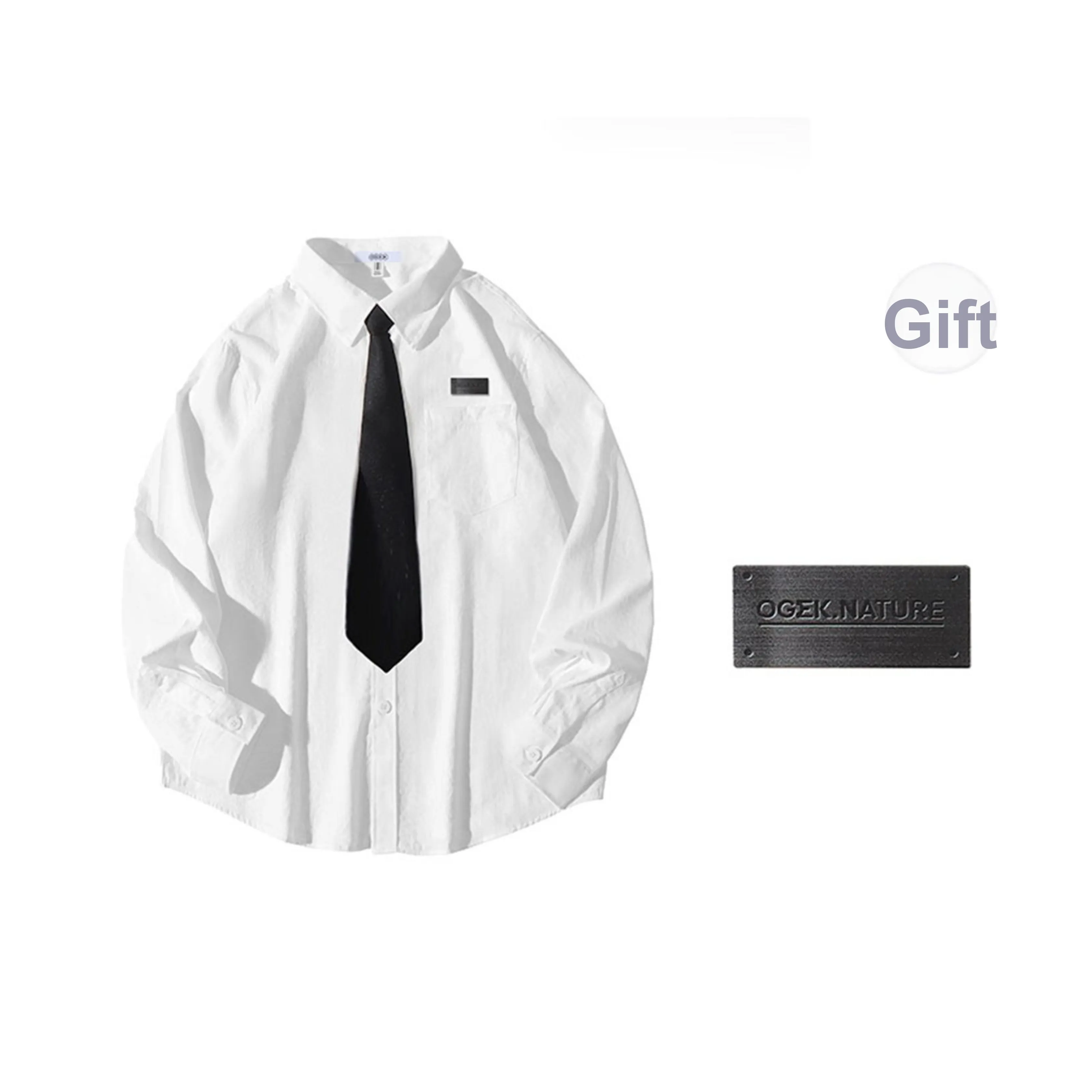 OGEK Shirt Unisex White Comes With Brooch