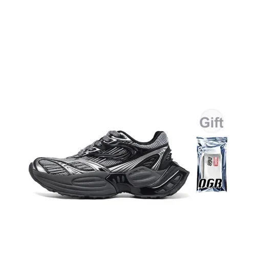 OGR Износостойкий Ударопрочный визуально увеличивает рост Низкий Топ Повседневные Тренировочные Беговые кроссовки Унисекс Черный