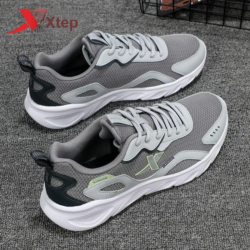 XTEP Breathable Lightweight Low Top Running Shoes Men's Smoke Gray/Smoke Gray/Coal Black-10