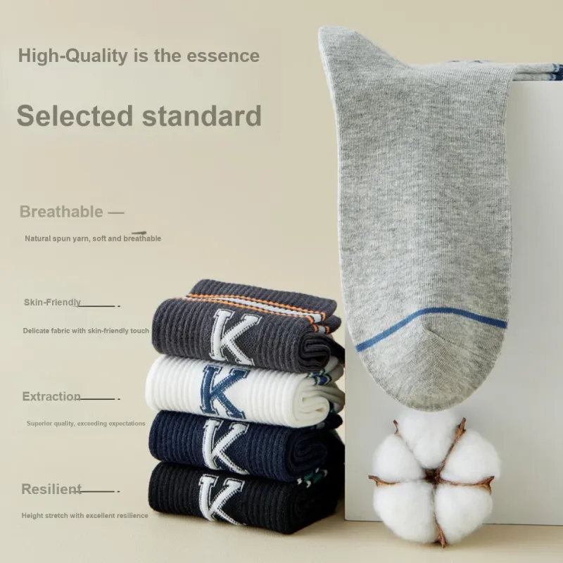 MIIOW Mid Calf Socks Men's 5 Pack Mixed Color-5