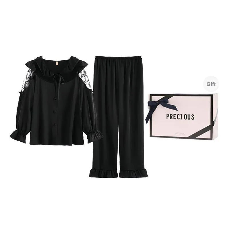 OEING Pajama Set Women's Gift Box Set Black-0