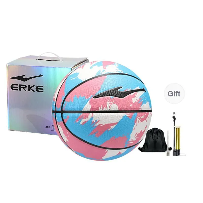 Erke PU Basketball Pink Blue Size 7 Training Unisex-3
