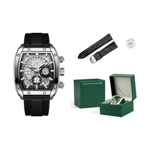 JINLERY Кварцевый механизм силиконовый ремешок мужские часы черный циферблат