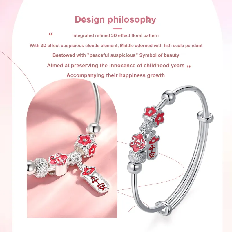 LAOMIAO 990 Fine Silver Bangles Women's-4