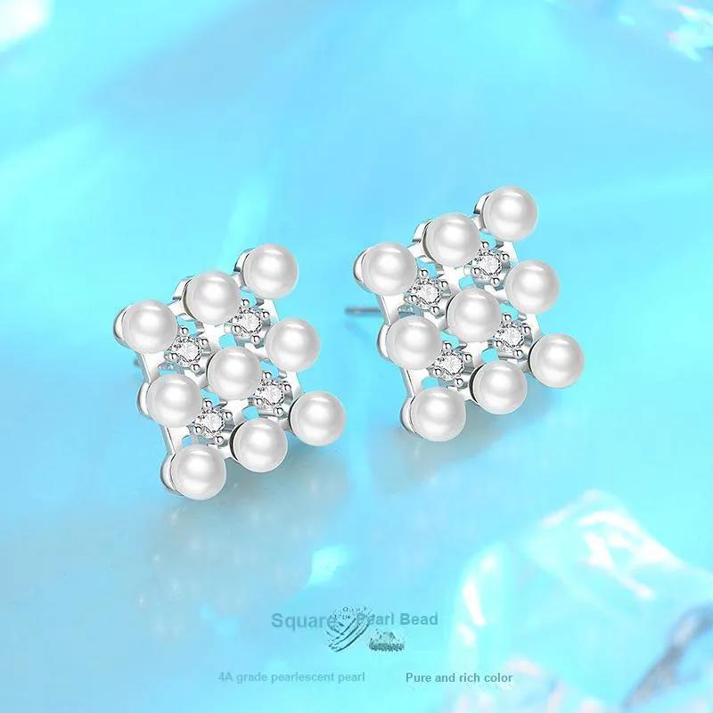 Andaozi Pearl Stud Earrings Women's-1