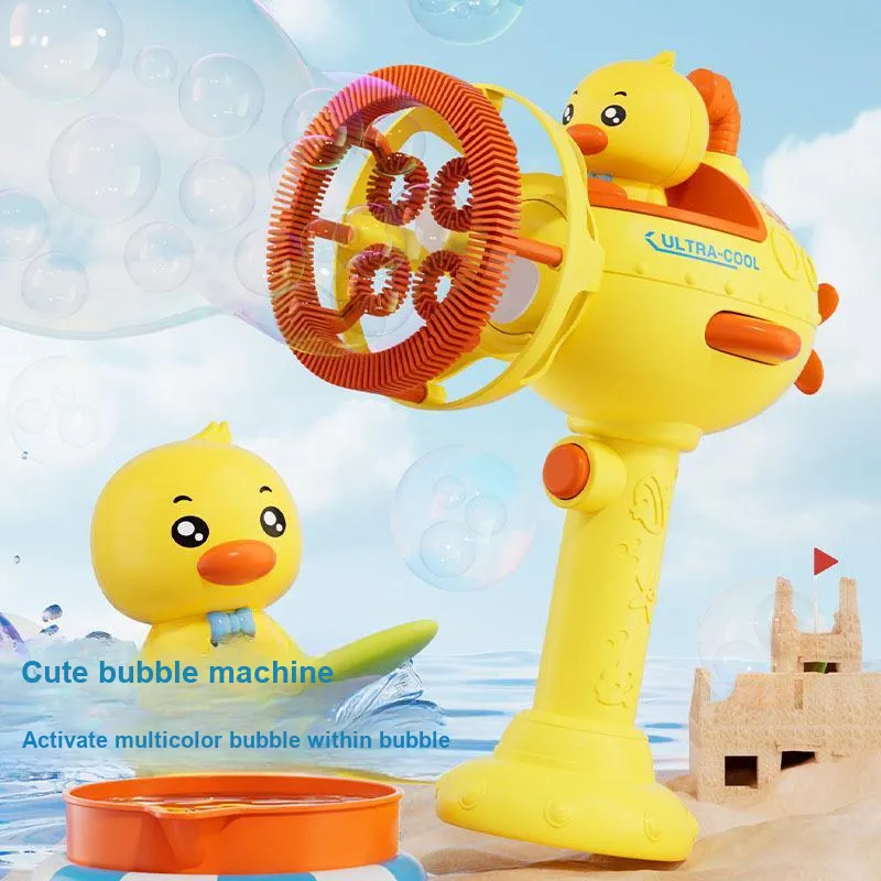 JOY FUER Cute Little Yellow Duck Rainbow Machine Bubble Machines-1