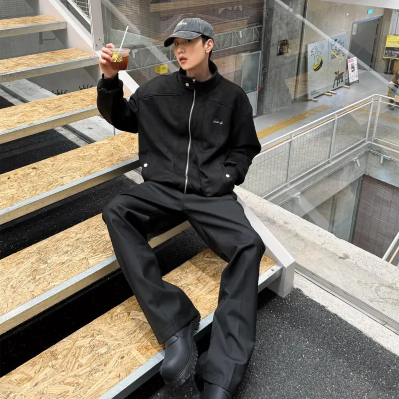 TESTUNG Effortless Style Cleanfit Business Suit Casual Pants With Draping Effect Unisex Black Single Item-10