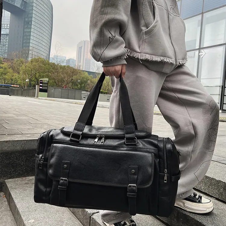 NOMK PU Handbags Travel Bags Regular Unisex Coffee/Black-5