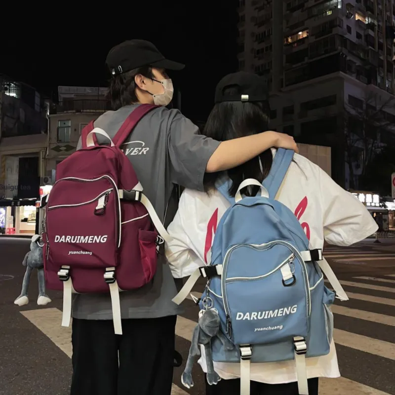 URBAN FOREST Nylon Backpack Unisex Blue/Red/Black/White-2