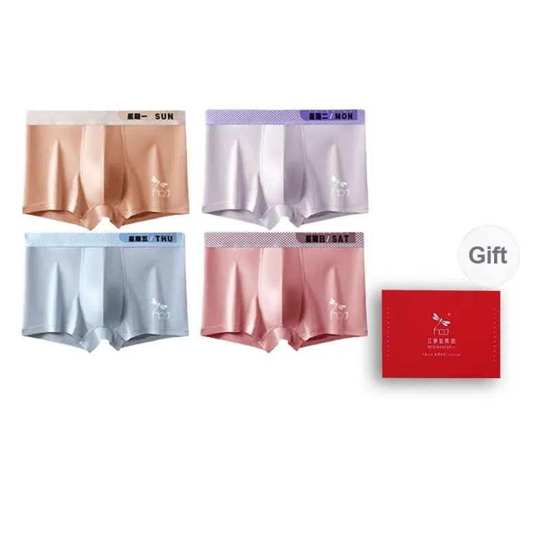 RED DRAGONFLY Cotton Panties Men's 4 Pack Gift Box Set-11