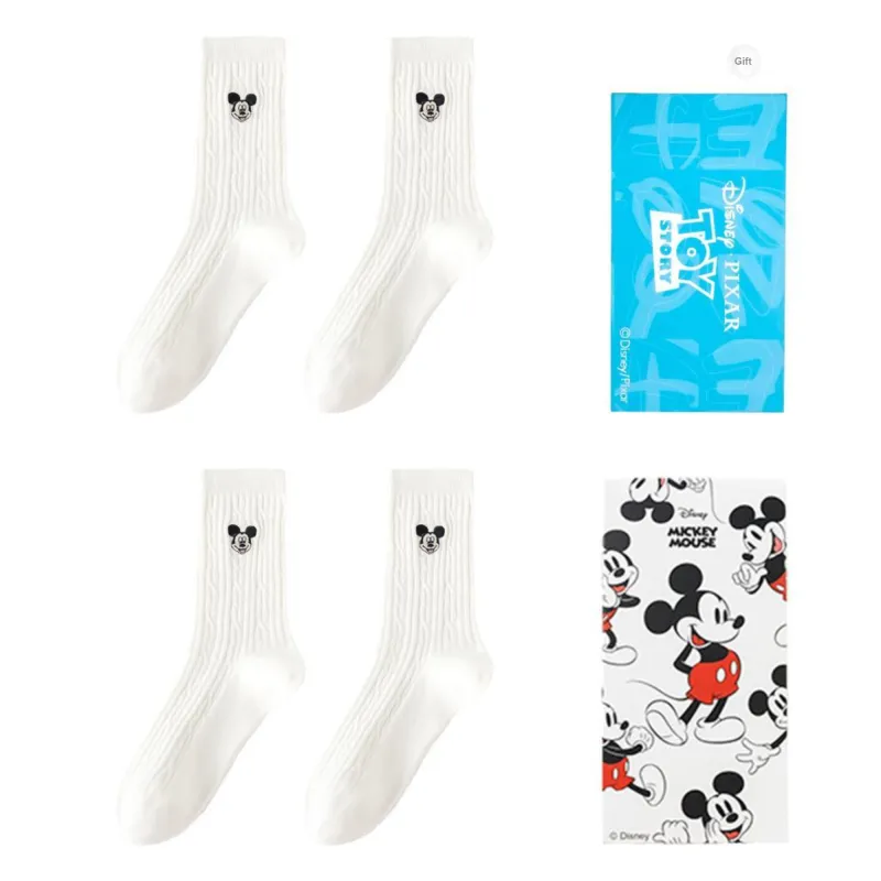 Disney Mickey Series Mid Calf Socks Unisex Box 4 Pack-4