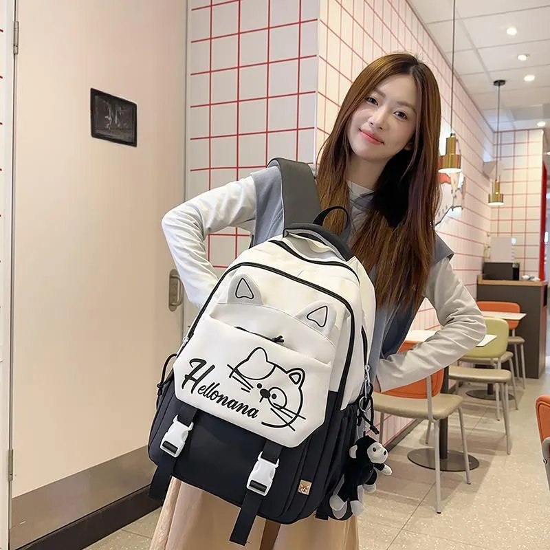 XIANGSU Nylon Backpack Regular Unisex Khaki/Red/Black/Pink/Blue-13