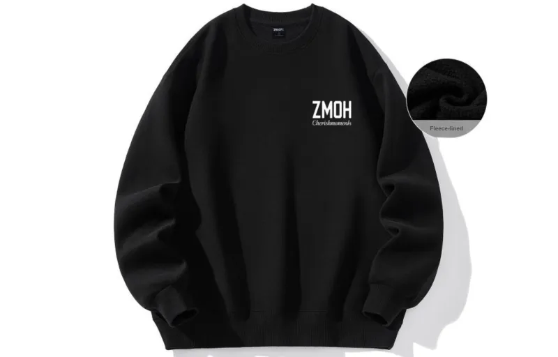 ZMOH Fleece Lined Crew Neck Sweatshirt Unisex Couple's-1
