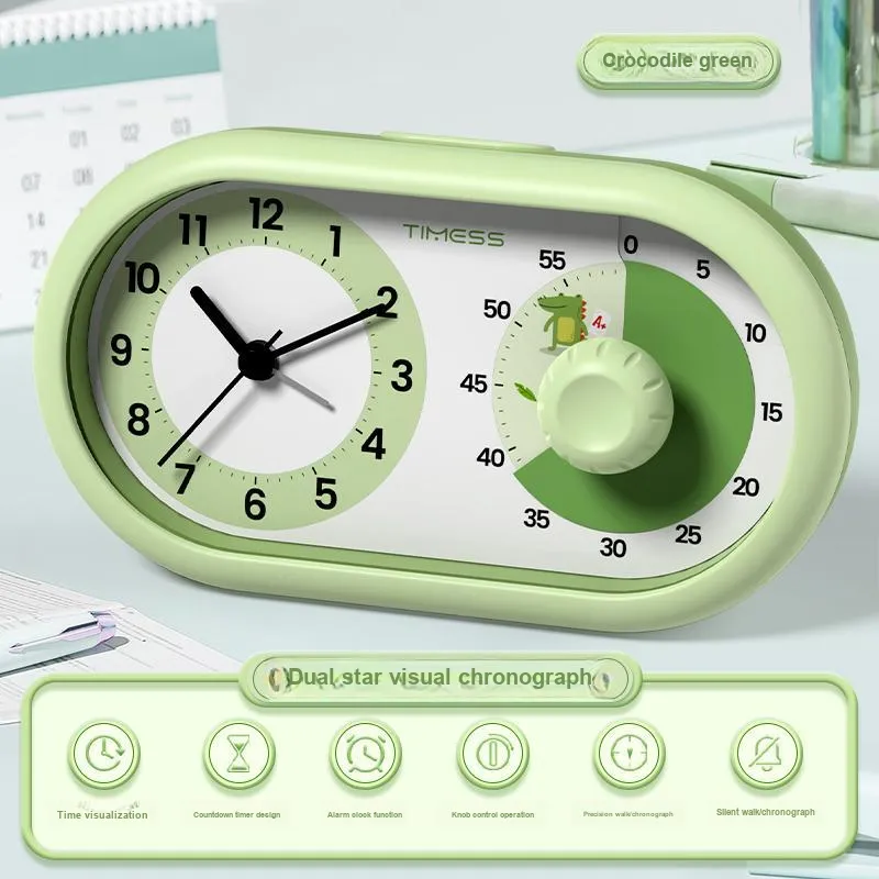 TIMESS Silent Movement Plastic Alarm Clock Unisex White-5