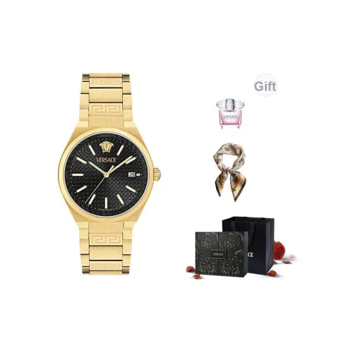 VERSACE Мужские часы Кварцевый механизм Ремешок из нержавеющей стали 39 мм Зеленый циферблат