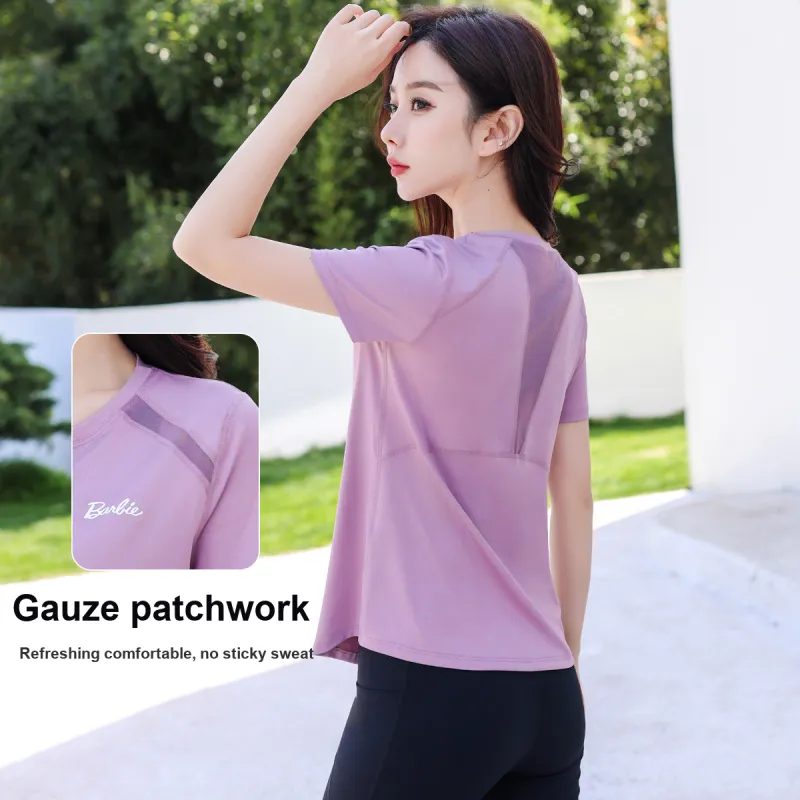 Barbie Yoga T Shirt Mauve Purple-1