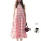 (Pink Plaid+Hair Tie) Comes with