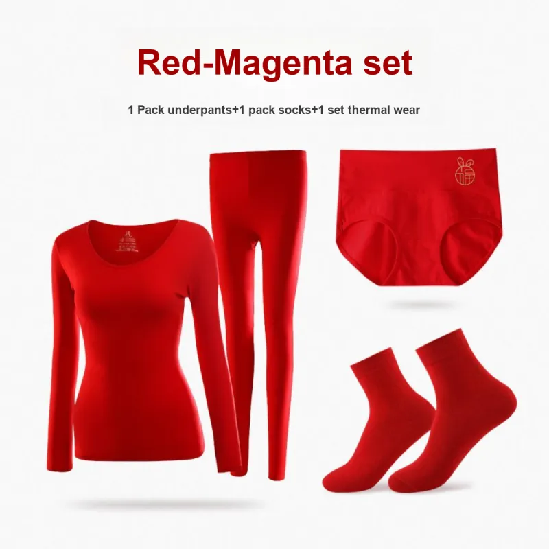 JUNEROSE Thermal Set Women's Box 3 Pack Red-1