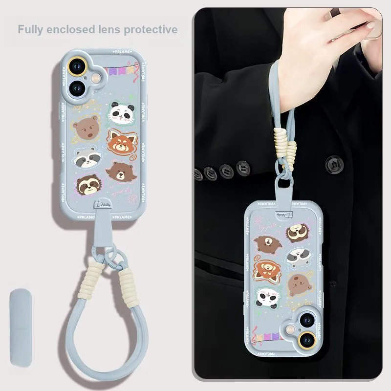 Sen Dog Silicone Material Cartoon With Lanyard Crossbody Phone Cases Compatible With Apple 16 Pro Max/Pro/Plus/15/14/13-17