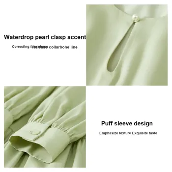 SENTUBILA Long Sleeved Dresses Women's Light Green