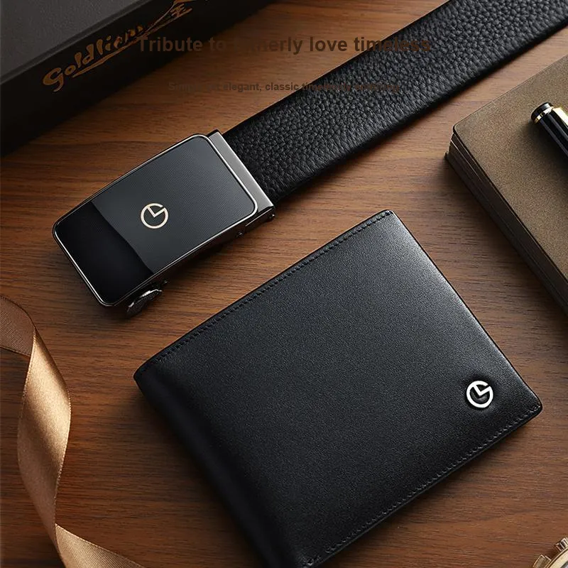 GOLDLION Top Layer Cow Leather Belt Men's Width 3.5cm-1