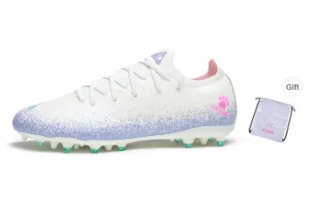 KELME MG Rubber Short Studs Cushioned Slip Resistant Breathable Lightweight Soccer Shoes Unisex White Purple