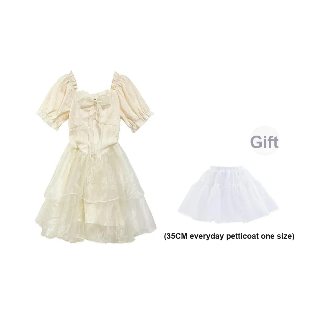 PAVLISOVA Короткое платье с короткими рукавами женское абрикосового цвета