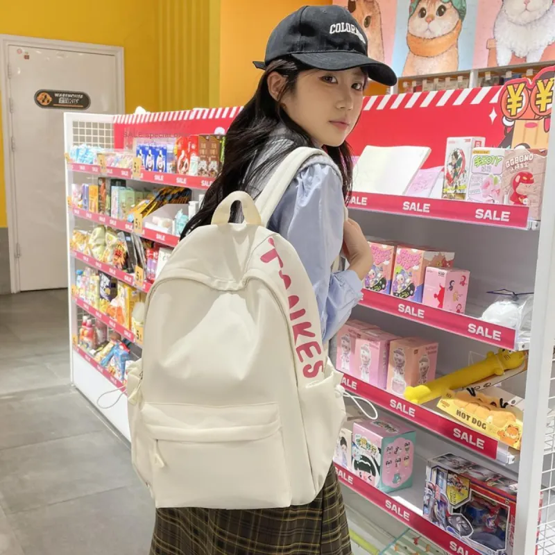 WICKBUEN Nylon Backpack Unisex White/Black/Pink-2
